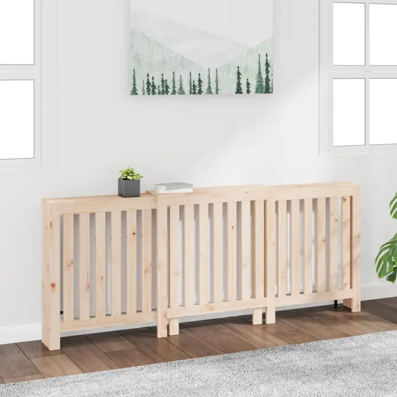 Houten radiatorombouw van massief grenenhout voor extra stijl en functionaliteit - Naturel / 210 x 21 x 85 cm / 1