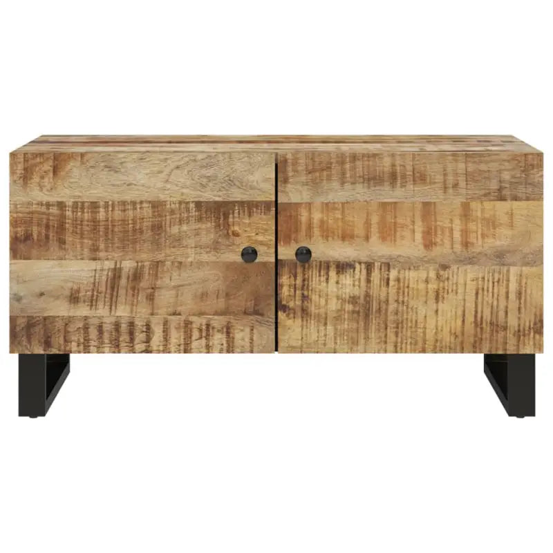Houten salontafel van massief mangohout met bewerkt hout uitstraling - Salontafels