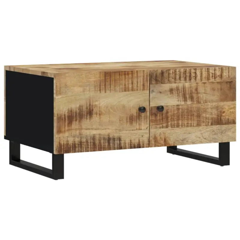 Houten salontafel van massief mangohout met bewerkt hout uitstraling - Salontafels