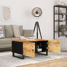 Houten salontafel van massief mangohout met bewerkt hout uitstraling - Salontafels