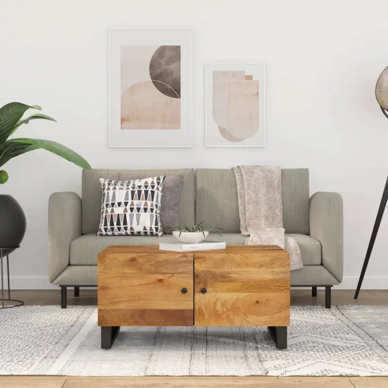Houten salontafel van massief mangohout met bewerkt hout uitstraling - Honingbruin / 1 - Salontafels