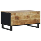 Houten salontafel van massief mangohout met bewerkt hout uitstraling - Salontafels