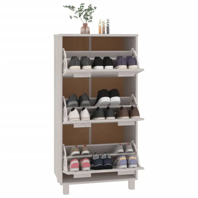 Houten schoenenkast van massief grenenhout voor elk interieur - Wit / 1 - Schoenenrekken