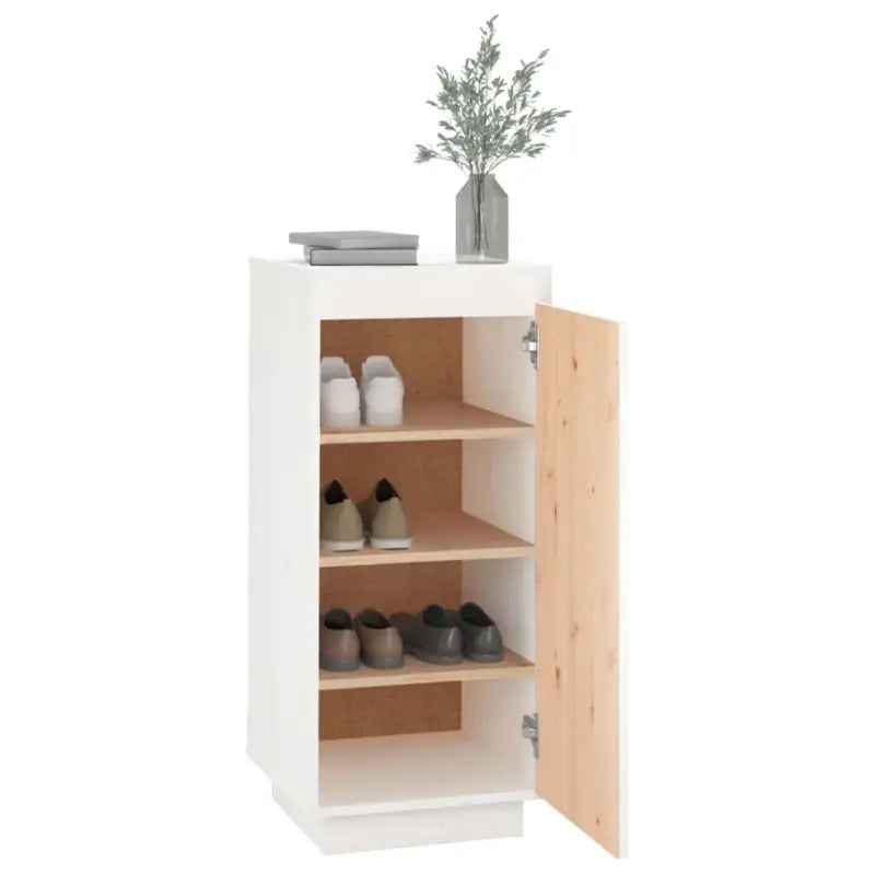 Houten schoenenkast van massief grenenhout voor opbergruimte - Wit / 1 - Schoenenrekken