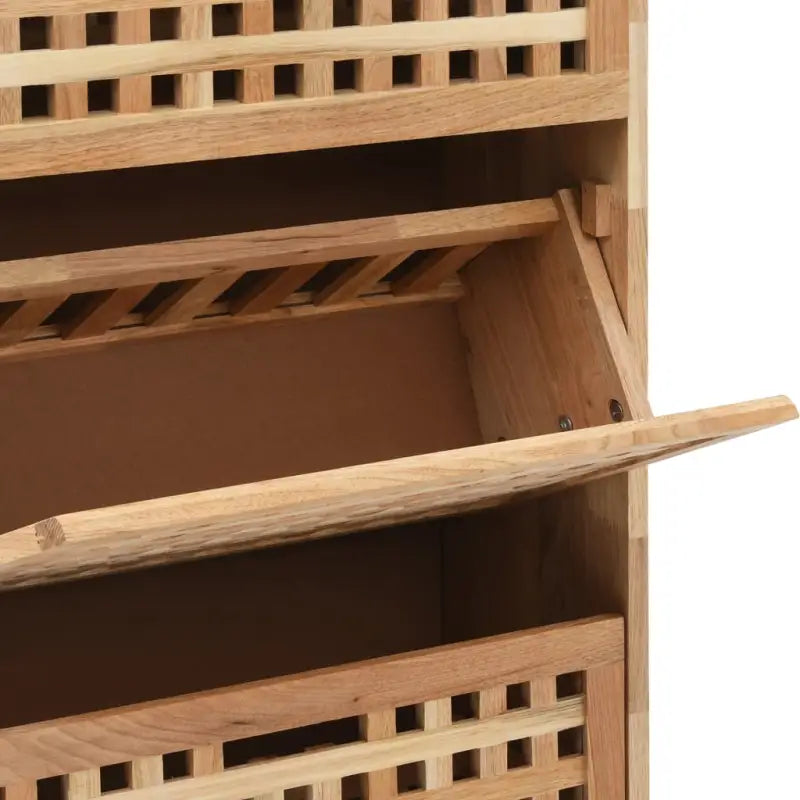 Houten schoenenkast van massief walnotenhout met wandbevestiging en ventilatie - Schoenenrekken