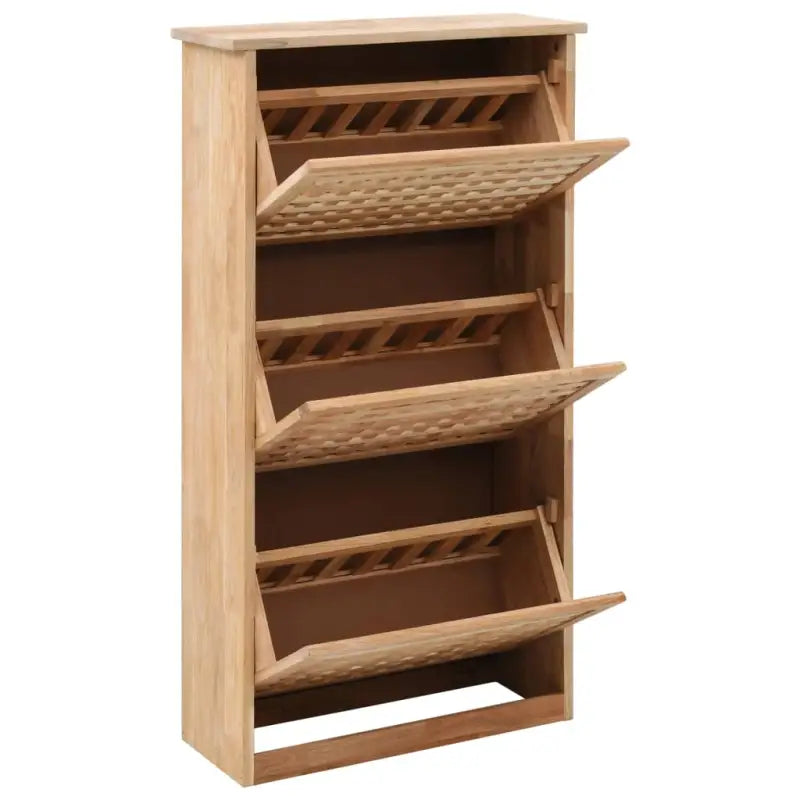 Houten schoenenkast van massief walnotenhout met wandbevestiging en ventilatie - Schoenenrekken