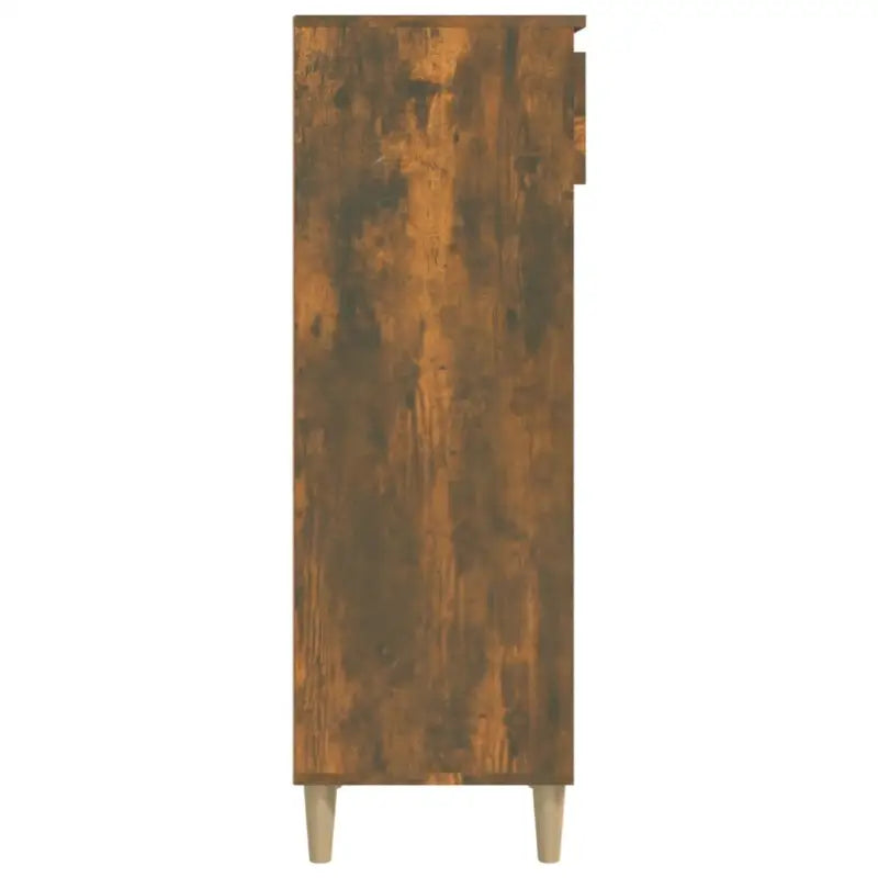 Houten schoenenrek met bewerkt hout en houten poten voor opbergruimte - Gerookt eiken / 1 - Schoenenrekken