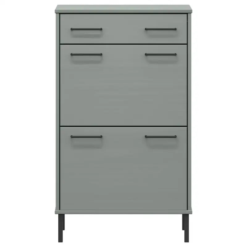 Houten schoenenrek van massief grenenhout met metalen poten - Schoenenrekken