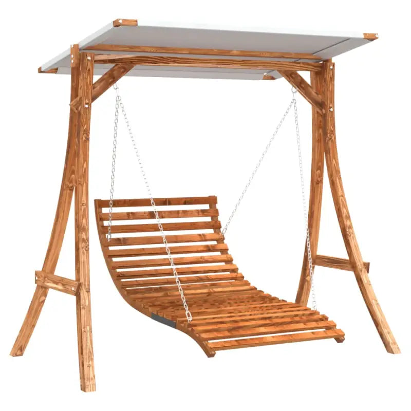 Houten schommelbank met luifel van massief vurenhout met teak afwerking - Schommelbanken