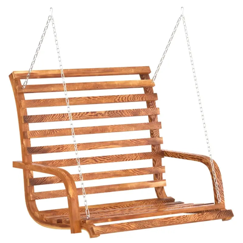 Houten schommelbank met luifel van massief vurenhout met teak afwerking - Schommelbanken
