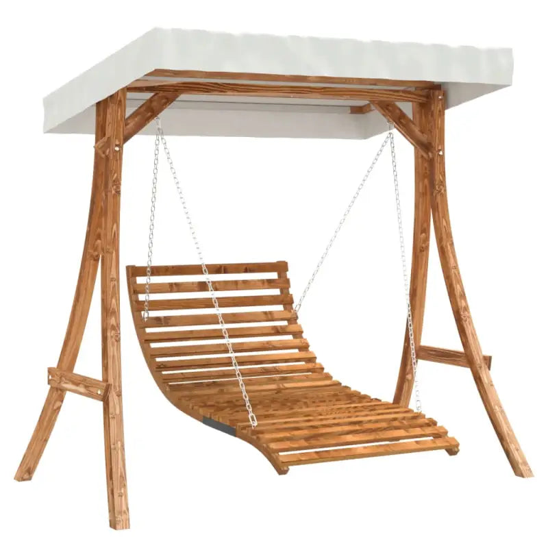 Houten schommelbank met luifel van massief vurenhout met teak afwerking - Schommelbanken