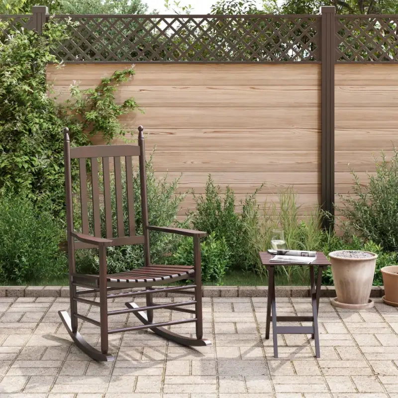 Houten schommelstoelen met gebogen zitting van massief populierenhout - Bruin / 1 / stoel + Tafel - Schommelstoelen