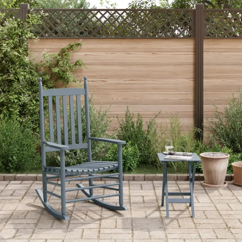 Houten schommelstoelen met gebogen zitting van massief populierenhout - Grijs / 1 / stoel + Tafel - Schommelstoelen