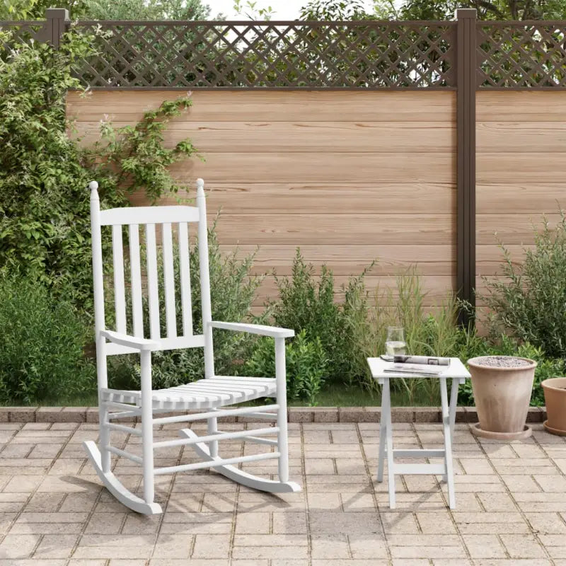 Houten schommelstoelen met gebogen zitting van massief populierenhout - Wit / 1 / stoel + Tafel - Schommelstoelen