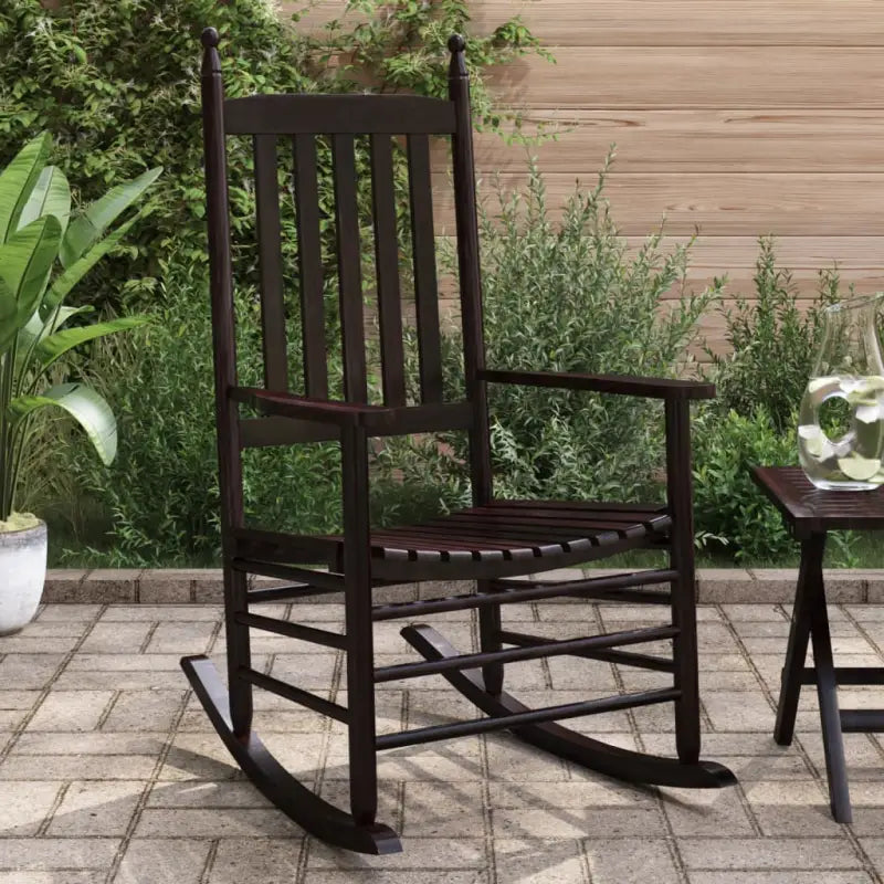 Houten schommelstoelen met gebogen zitting van massief populierenhout - Bruin / 1 / chair (2 pcs) - Schommelstoelen