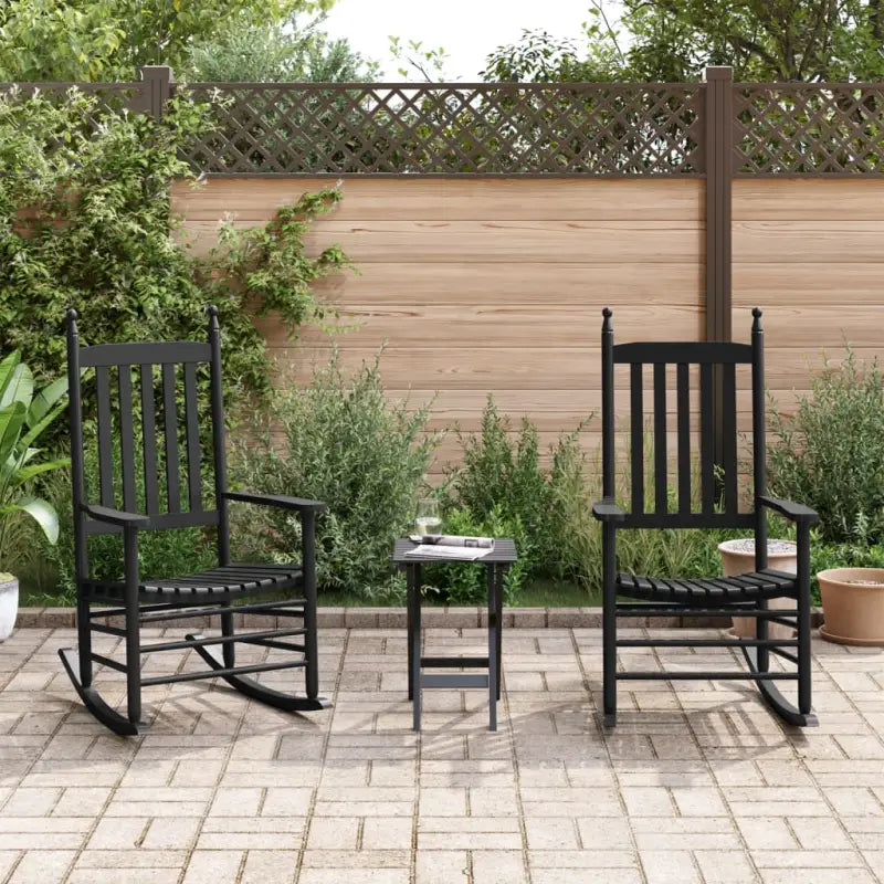 Houten schommelstoelen met gebogen zitting van massief populierenhout - Zwart / 1 / chair (2 pcs) - Schommelstoelen