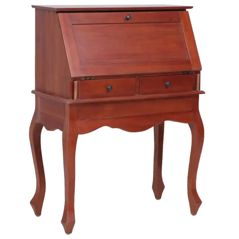 Houten secretaire in vintage stijl met massief mahoniehout en open vakken - Bureaus