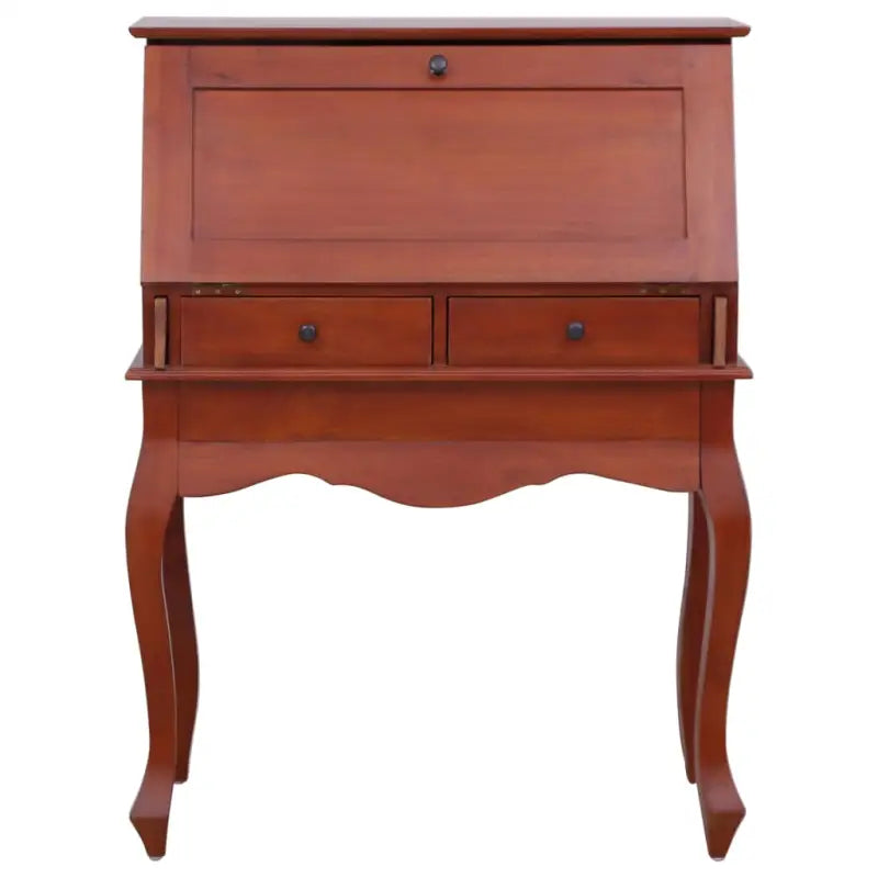 Houten secretaire in vintage stijl met massief mahoniehout en open vakken - Bureaus
