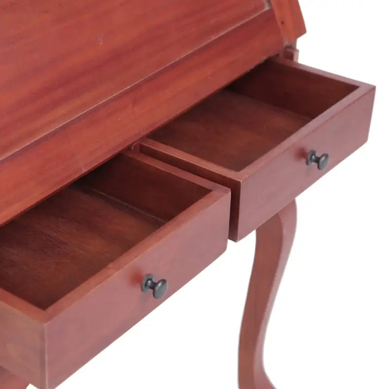 Houten secretaire in vintage stijl met massief mahoniehout en open vakken - Bureaus