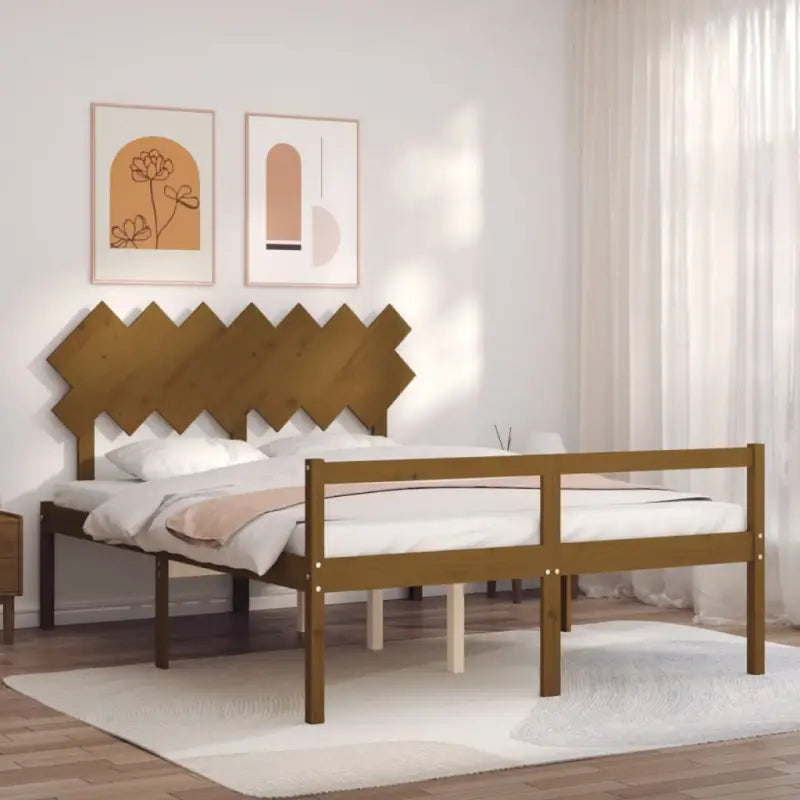 Houten seniorenbed van massief grenenhout voor comfortabele nachtrust - Honingbruin / 150 x 200 cm - Bedden & bedframes