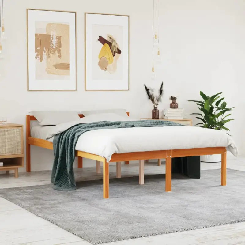 Houten seniorenbed van massief grenenhout voor een goede nachtrust - Wasbruin / 120 x 200 cm - Bedden & bedframes