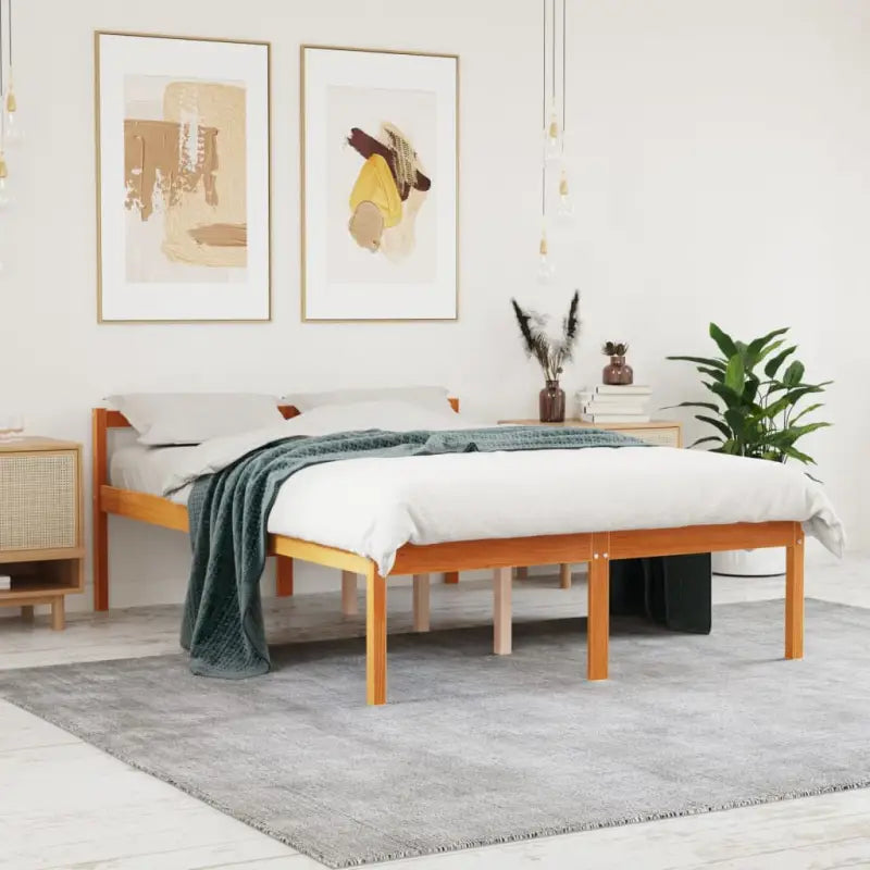 Houten seniorenbed van massief grenenhout voor een goede nachtrust - Wasbruin / 135 x 190 cm - Bedden & bedframes