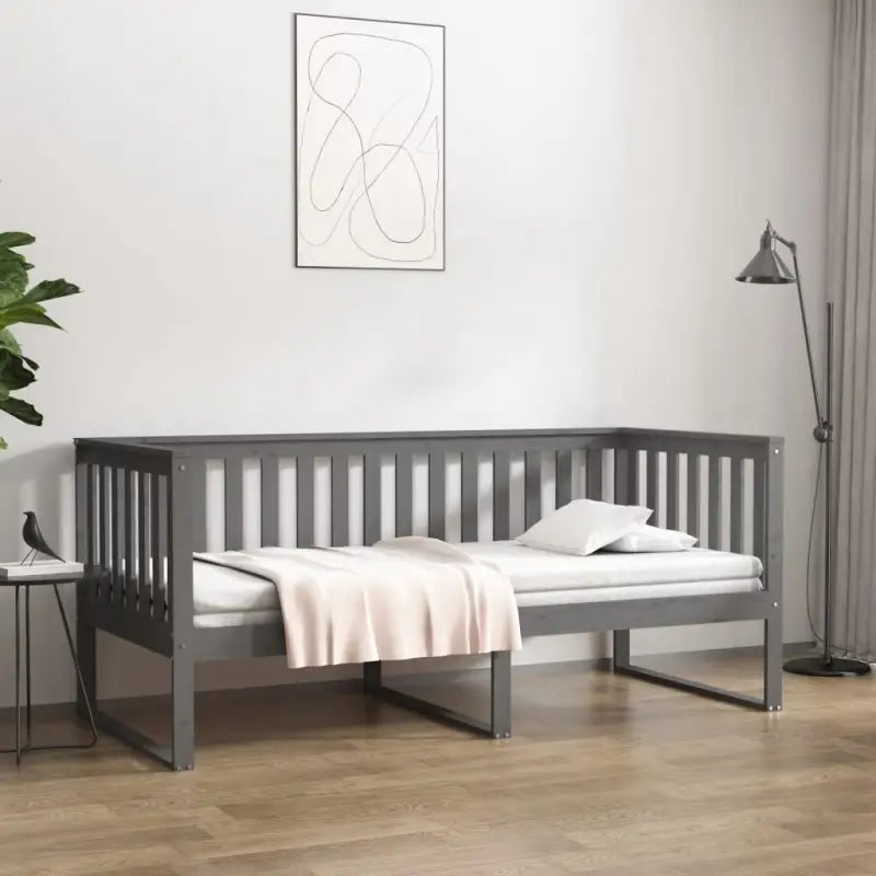 Houten slaapbank in massief grenenhout voor gasten blijven slapen - Grijs / 90 x 190 cm - Bedden & bedframes