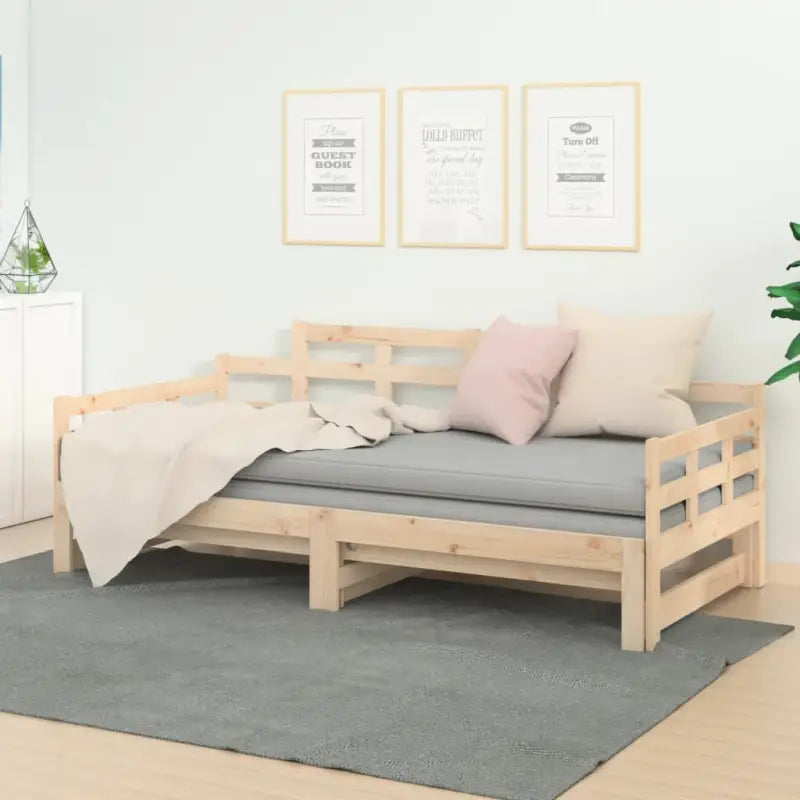 Houten slaapbank met massief grenenhout en handige totale afmetingen - Naturel / 80 x 200 cm - Bedden & bedframes