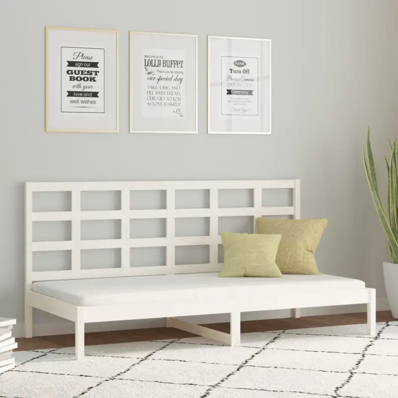 Houten slaapbank van massief grenenhout met klassiek design - Wit / 80 x 200 cm - Bedden & bedframes
