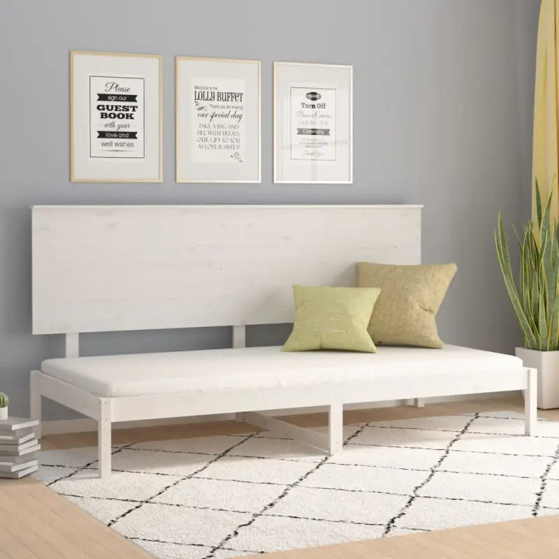 Houten slaapbank van massief grenenhout met klassiek design - Wit / 90 x 200 cm - Bedden & bedframes