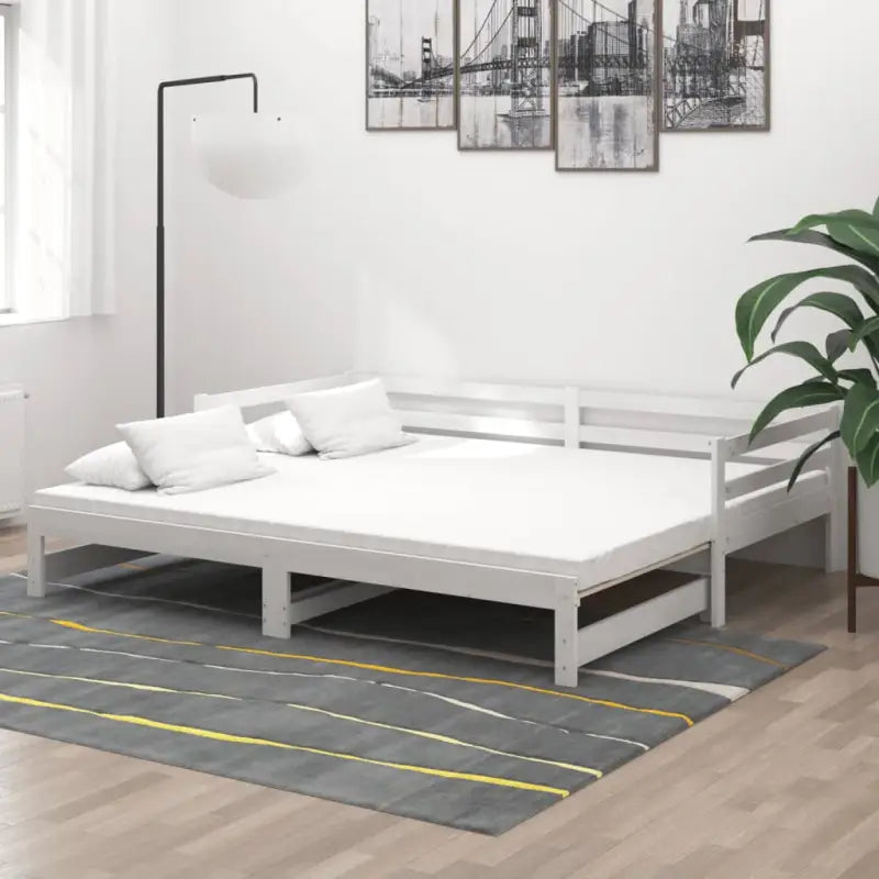 Houten slaapbank van massief grenenhout met praktische afmetingen - Wit - Bedden & bedframes