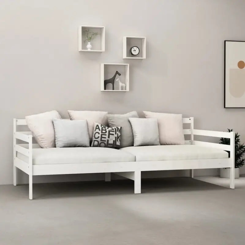 Houten slaapbank van massief grenenhout met zit- en logeergelegenheid - Wit - Bedden & bedframes