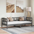 Houten slaapbank van massief grenenhout voor dag en nacht gebruik - Grijs / 90 x 190 cm - Bedden & bedframes