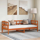 Houten slaapbank van massief grenenhout voor dag en nacht gebruik - Wasbruin / 90 x 190 cm - Bedden & bedframes