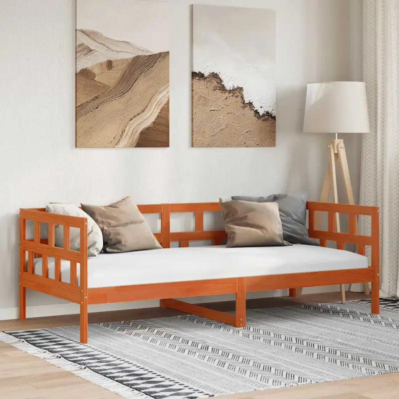 Houten slaapbank van massief grenenhout voor dag en nacht gebruik - Wasbruin / 80 x 200 cm - Bedden & bedframes
