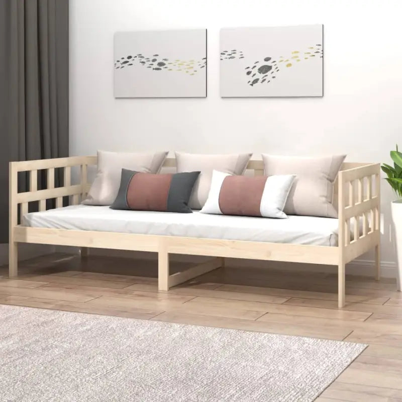 Houten slaapbank van massief grenenhout voor dag en nacht gebruik - Naturel / 80 x 200 cm - Bedden & bedframes