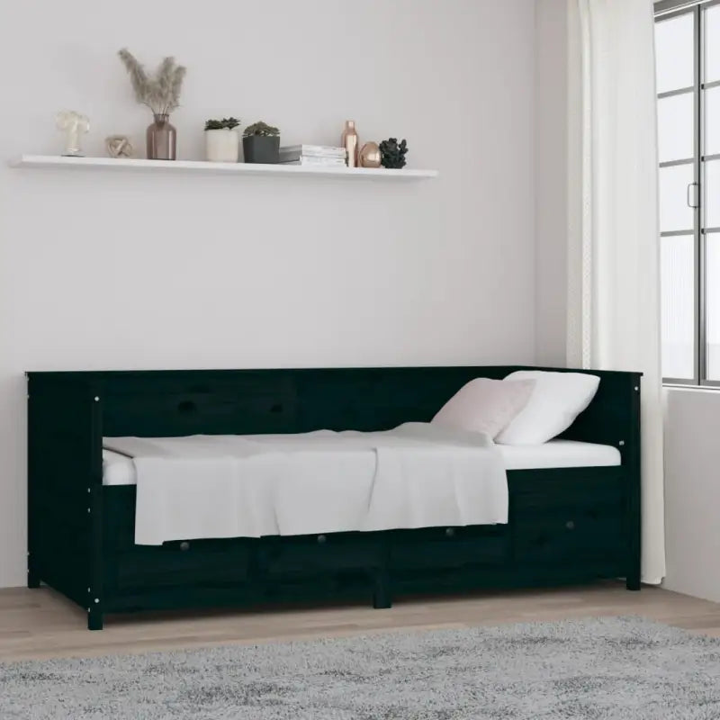 Houten slaapbank van massief grenenhout voor gasten blijven slapen - Zwart / 80 x 200 cm - Bedden & bedframes