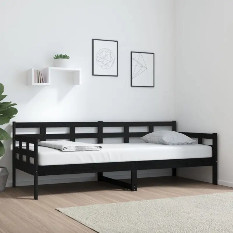 Houten slaapbank van massief grenenhout voor gasten blijven slapen - Zwart / 80 x 200 cm - Bedden & bedframes