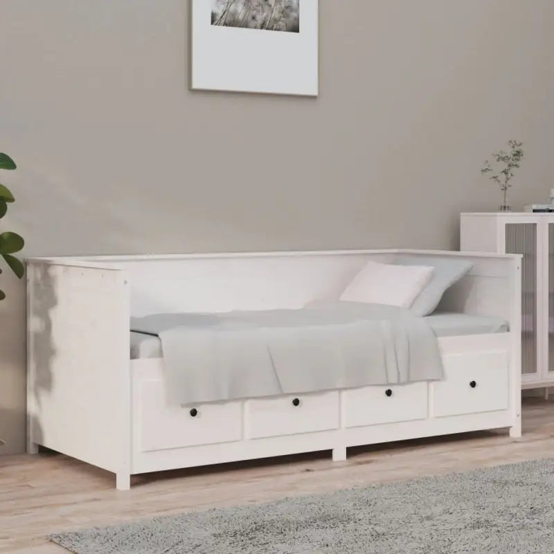 Houten slaapbank van massief grenenhout voor gasten blijven slapen - Wit / 90 x 190 cm - Bedden & bedframes