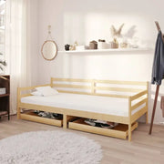 Houten slaapbank van massief grenenhout voor gasten en zitcomfort - Bruin - Bedden & bedframes