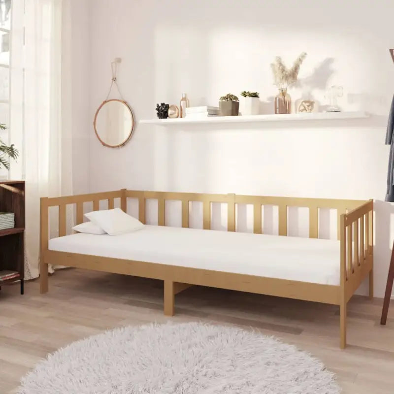 Houten slaapbank van massief grenenhout voor gasten en zitruimte - Honingbruin - Bedden & bedframes