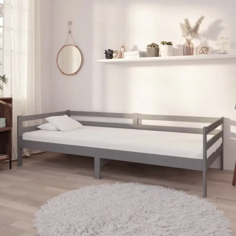 Houten Slaapbank van Massief Grenenhout voor Logees en Comfort - Grijs - Bedden & bedframes