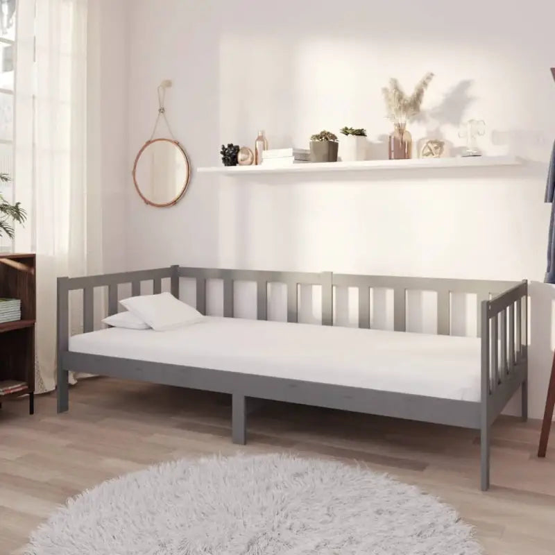 Houten slaapbank van massief grenenhout voor logés en daggebruik - Grijs - Bedden & bedframes
