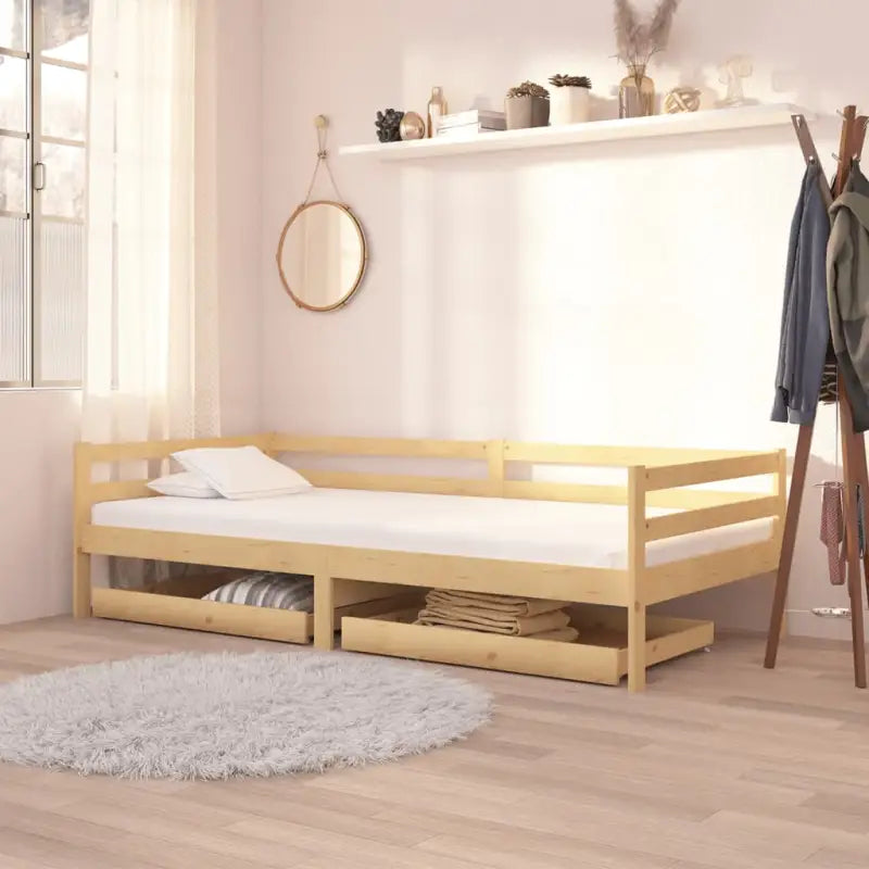 Houten slaapbank van massief grenenhout voor logés en daggebruik - Bruin - Bedden & bedframes