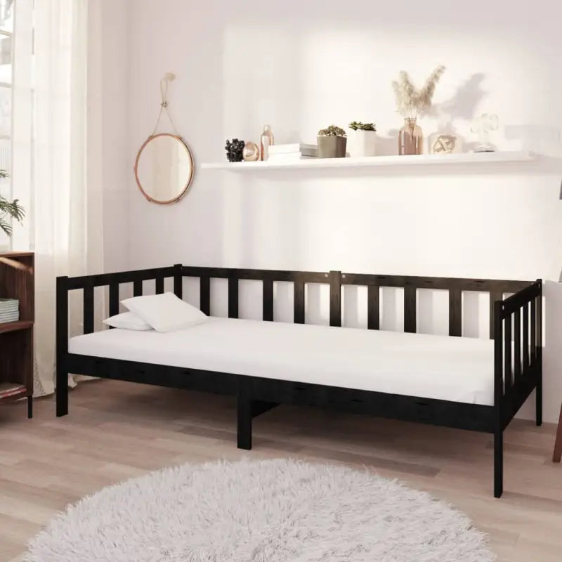Houten slaapbank van massief grenenhout voor logés en daggebruik - Zwart - Bedden & bedframes