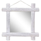 Houten spiegel van gerecycled teakhout met verschillende houtsoorten - Wit / 70 x 5 x 70 cm / 1 - Spiegels