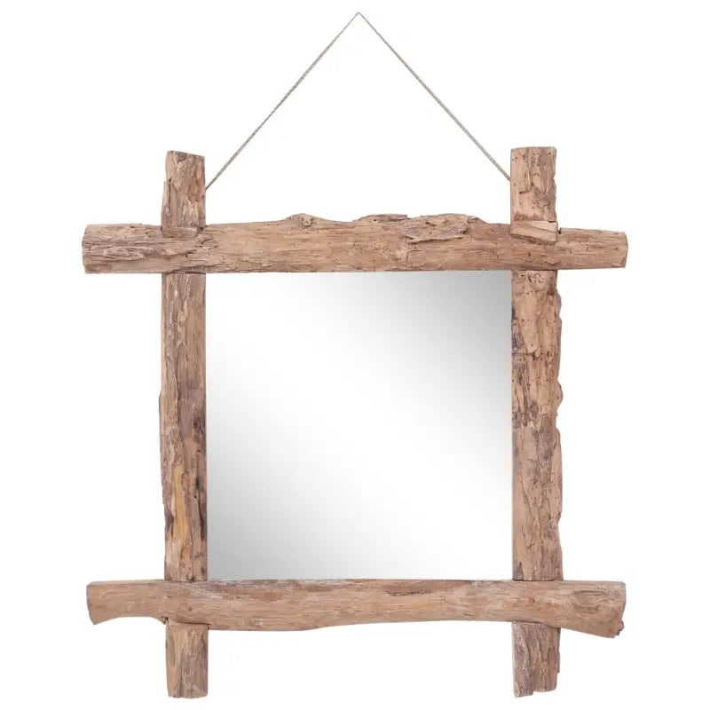 Houten spiegel van gerecycled teakhout met verschillende houtsoorten - Bruin / 70 x 5 x 70 cm / 1 - Spiegels