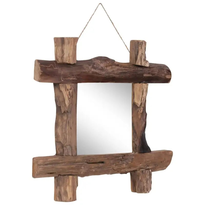 Houten spiegel van gerecycled teakhout met verschillende houtsoorten - Spiegels