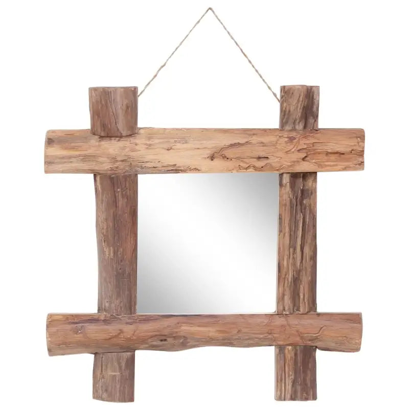 Houten spiegel van gerecycled teakhout met verschillende houtsoorten - Spiegels