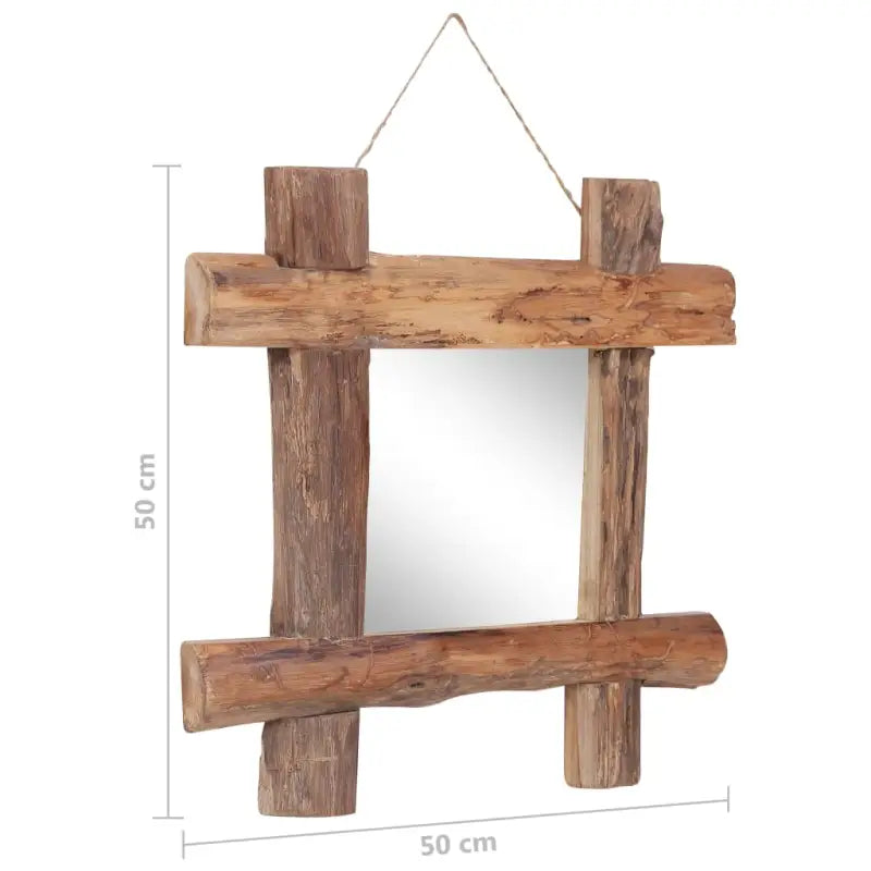 Houten spiegel van gerecycled teakhout met verschillende houtsoorten - Spiegels